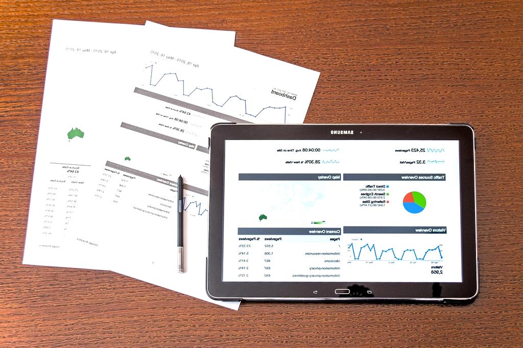 Analyst reviewing financial charts on a laptop during morning briefing preparation